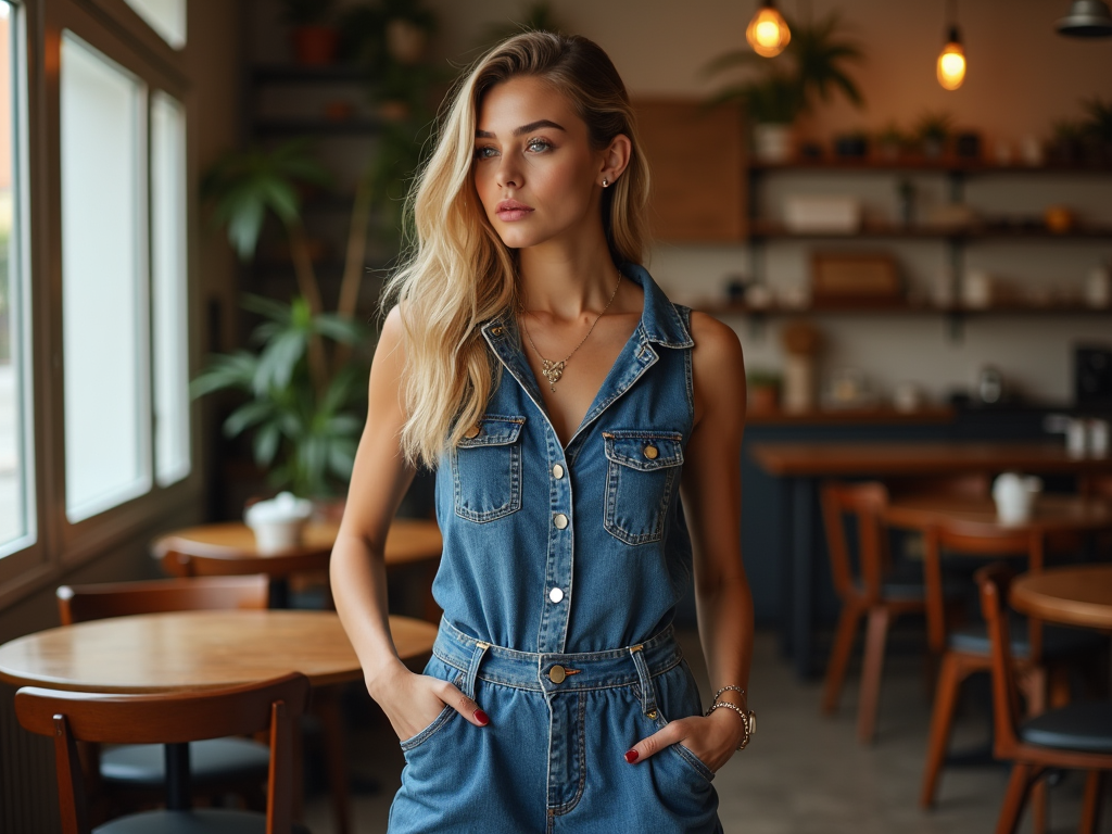 salajplus.ro | Cum să porți salopeta din denim pentru a crea un look monocrom